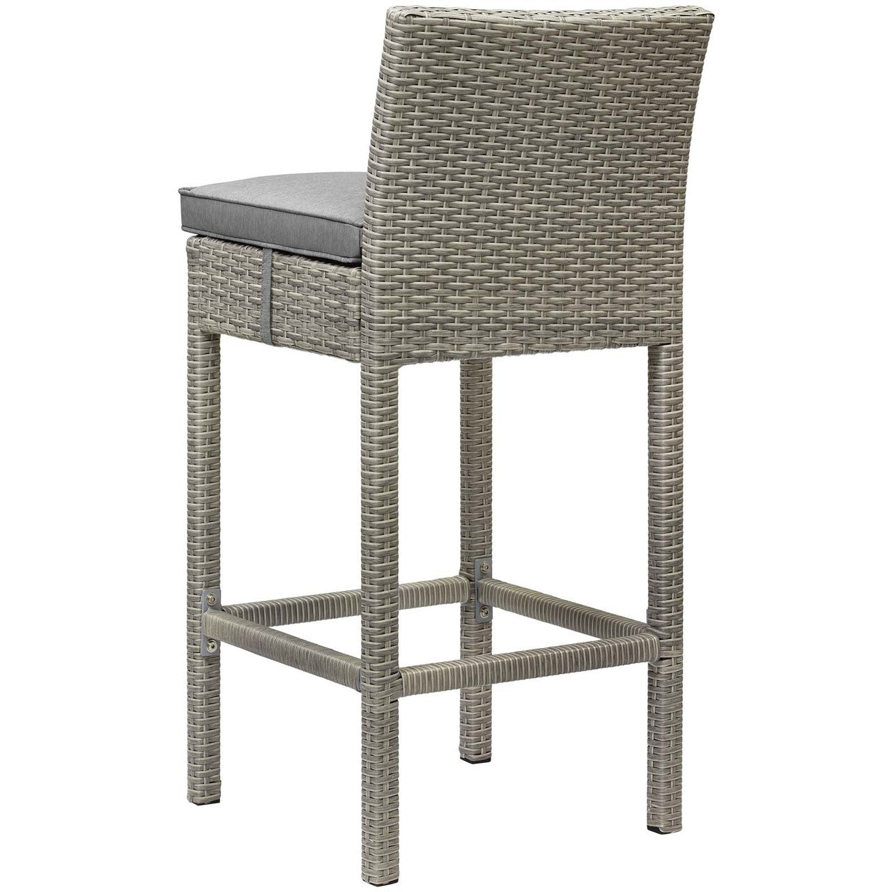 Conduit Outdoor Patio Wicker Rattan Bar Stool, Rattan Wicker, Grey Gray 15145