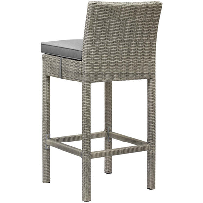 Conduit Outdoor Patio Wicker Rattan Bar Stool, Rattan Wicker, Grey Gray 15145