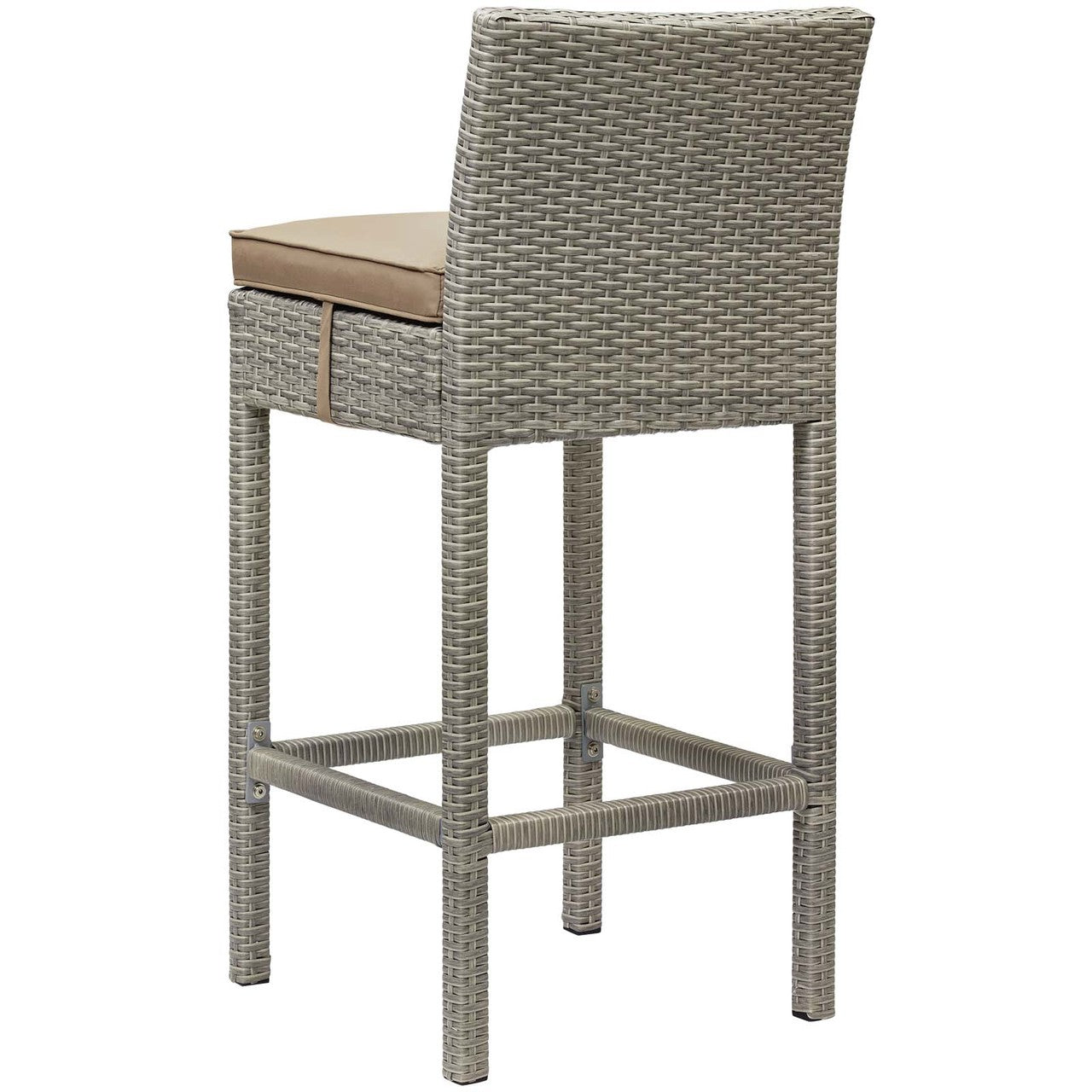 Conduit Outdoor Patio Wicker Rattan Bar Stool, Rattan Wicker, Brown Light Gray 15146
