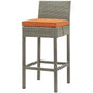 Conduit Outdoor Patio Wicker Rattan Bar Stool, Rattan Wicker, Orange Light Gray 15148
