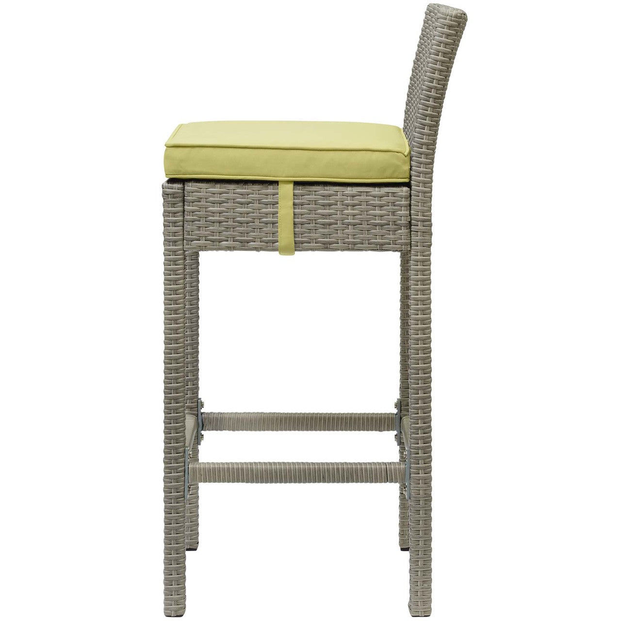 Conduit Outdoor Patio Wicker Rattan Bar Stool, Rattan Wicker, Green Light Gray 15149