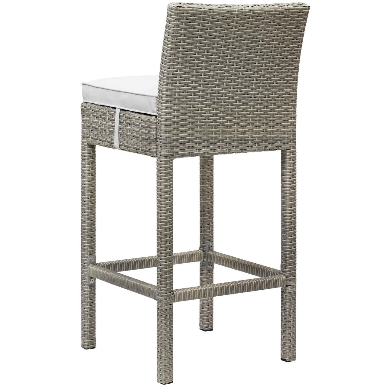Conduit Outdoor Patio Wicker Rattan Bar Stool, Rattan Wicker, White Light Gray 15152