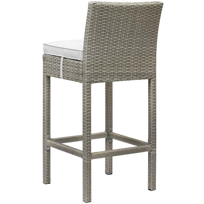 Conduit Outdoor Patio Wicker Rattan Bar Stool, Rattan Wicker, White Light Gray 15152