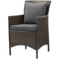 Conduit Outdoor Patio Wicker Rattan Dining Armchair, Rattan Wicker, Grey Gray Brown 15154