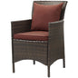 Conduit Outdoor Patio Wicker Rattan Dining Armchair, Rattan Wicker, Red Brown 15155