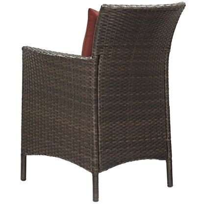Conduit Outdoor Patio Wicker Rattan Dining Armchair, Rattan Wicker, Red Brown 15155