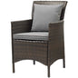 Conduit Outdoor Patio Wicker Rattan Dining Armchair, Rattan Wicker, Grey Gray Brown 15157