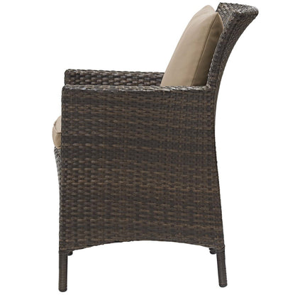 Conduit Outdoor Patio Wicker Rattan Dining Armchair, Rattan Wicker, Brown 15158