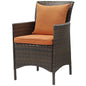 Conduit Outdoor Patio Wicker Rattan Dining Armchair, Rattan Wicker, Orange Brown 15160