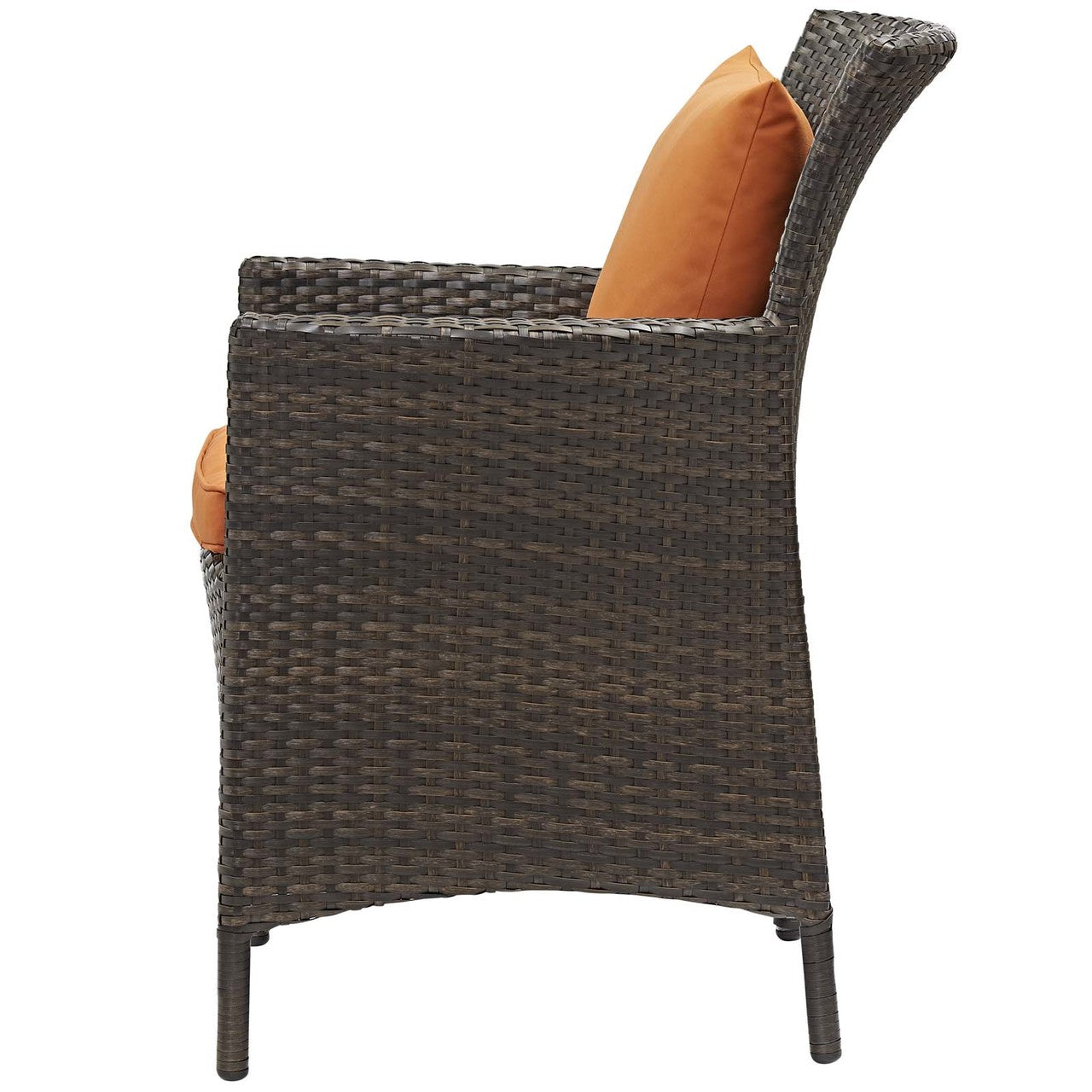 Conduit Outdoor Patio Wicker Rattan Dining Armchair, Rattan Wicker, Orange Brown 15160