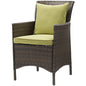 Conduit Outdoor Patio Wicker Rattan Dining Armchair, Rattan Wicker, Green Brown 15161