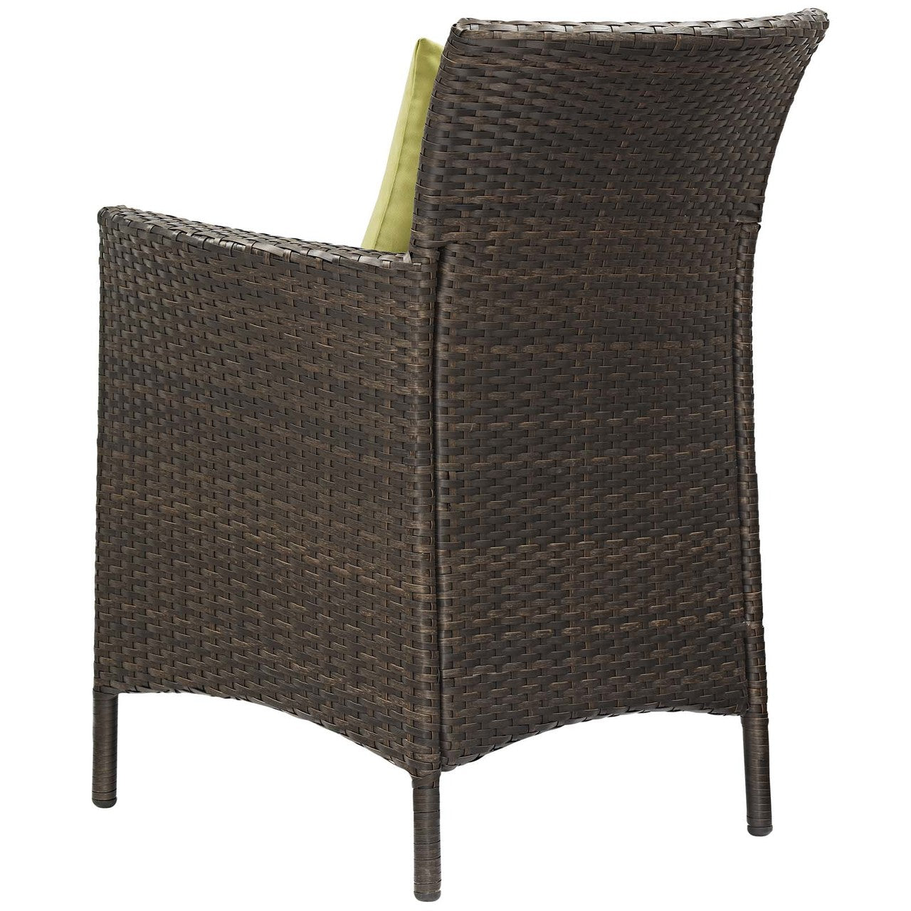 Conduit Outdoor Patio Wicker Rattan Dining Armchair, Rattan Wicker, Green Brown 15161