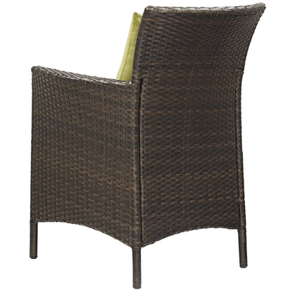 Conduit Outdoor Patio Wicker Rattan Dining Armchair, Rattan Wicker, Green Brown 15161