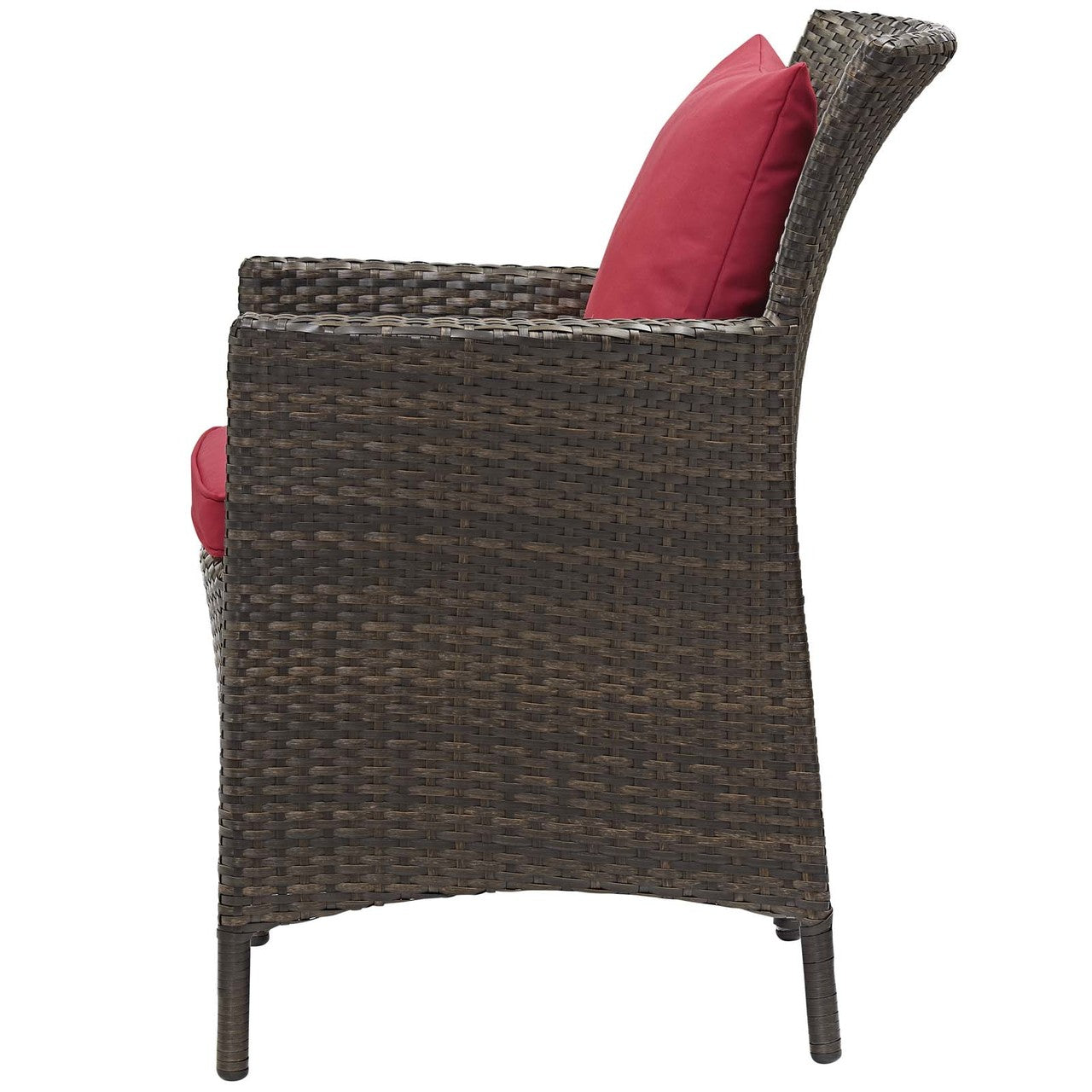 Conduit Outdoor Patio Wicker Rattan Dining Armchair, Rattan Wicker, Red Brown 15162