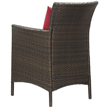 Conduit Outdoor Patio Wicker Rattan Dining Armchair, Rattan Wicker, Red Brown 15162