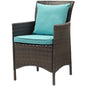 Conduit Outdoor Patio Wicker Rattan Dining Armchair, Rattan Wicker, Blue Brown 15163
