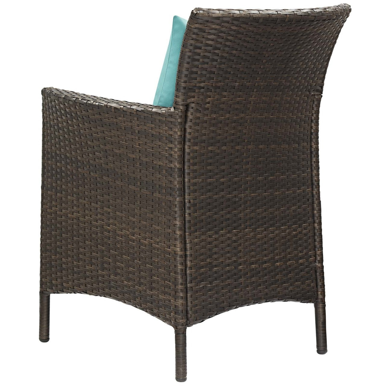Conduit Outdoor Patio Wicker Rattan Dining Armchair, Rattan Wicker, Blue Brown 15163