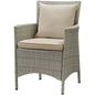 Conduit Outdoor Patio Wicker Rattan Dining Armchair, Rattan Wicker, Light Gray Beige 15165