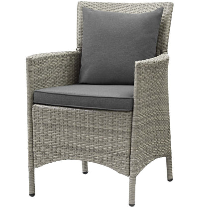 Conduit Outdoor Patio Wicker Rattan Dining Armchair, Rattan Wicker, Dark Grey Gray 15166
