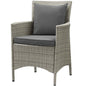 Conduit Outdoor Patio Wicker Rattan Dining Armchair, Rattan Wicker, Dark Grey Gray 15166