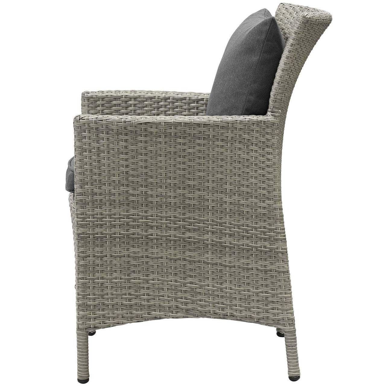 Conduit Outdoor Patio Wicker Rattan Dining Armchair, Rattan Wicker, Dark Grey Gray 15166