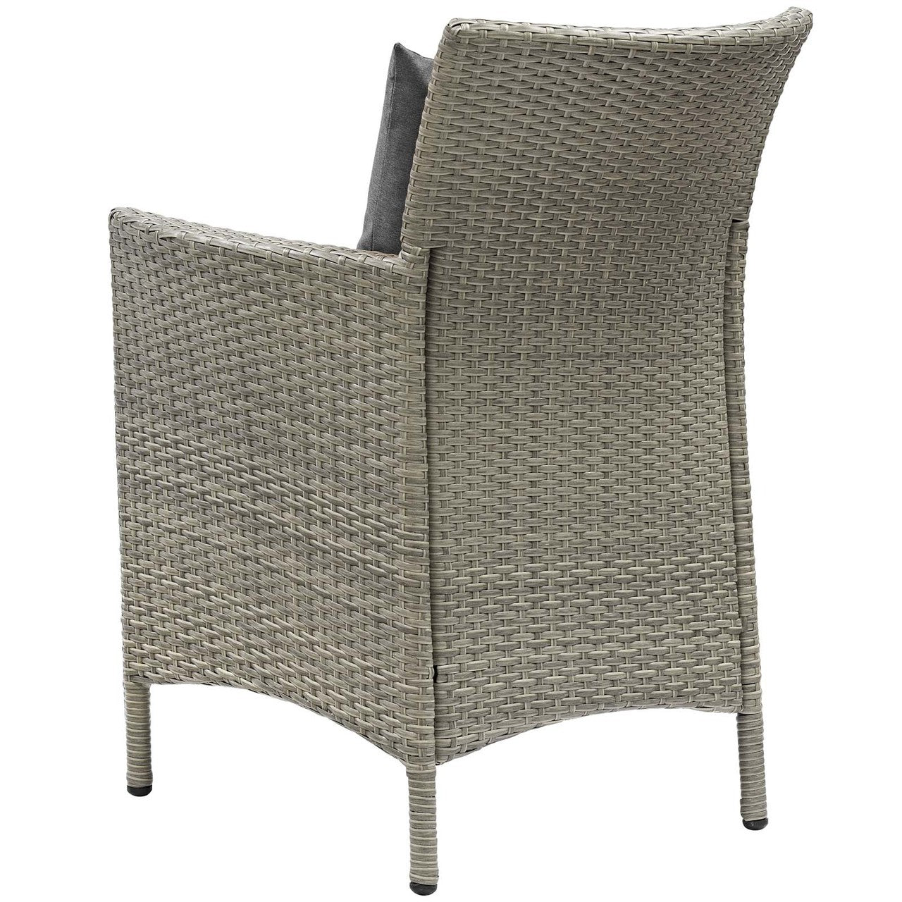 Conduit Outdoor Patio Wicker Rattan Dining Armchair, Rattan Wicker, Dark Grey Gray 15166