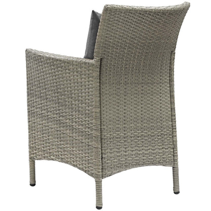 Conduit Outdoor Patio Wicker Rattan Dining Armchair, Rattan Wicker, Dark Grey Gray 15166