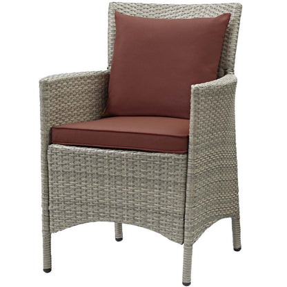 Conduit Outdoor Patio Wicker Rattan Dining Armchair, Rattan Wicker, Dark Grey Gray 15167