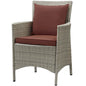 Conduit Outdoor Patio Wicker Rattan Dining Armchair, Rattan Wicker, Dark Grey Gray 15167