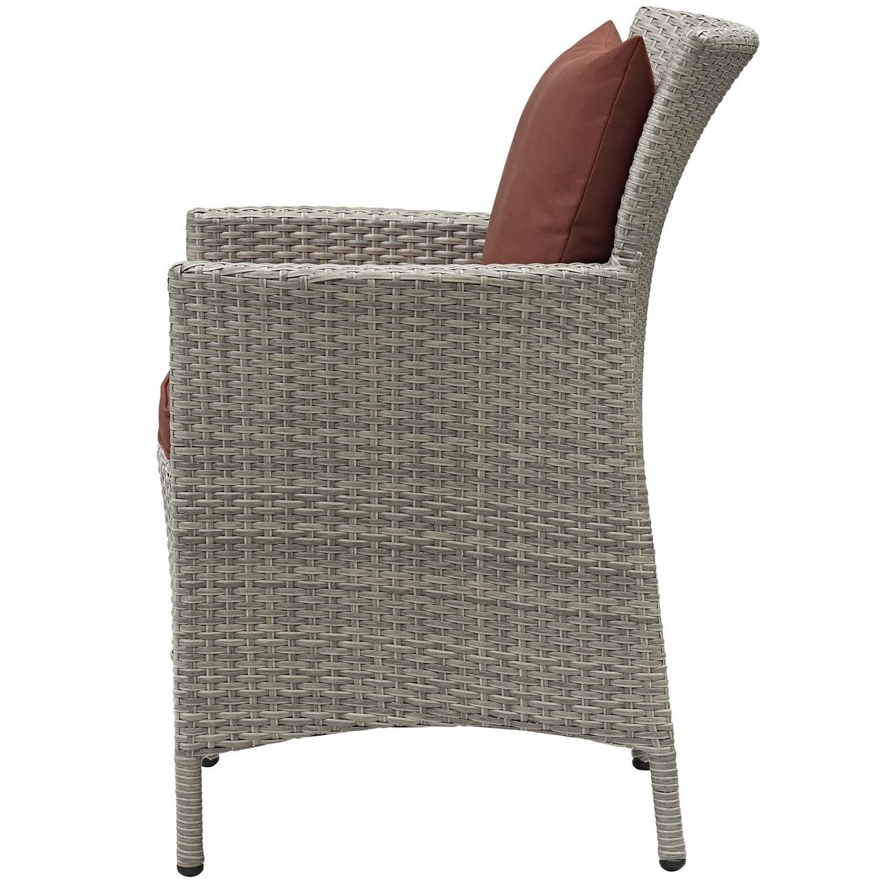 Conduit Outdoor Patio Wicker Rattan Dining Armchair, Rattan Wicker, Dark Grey Gray 15167