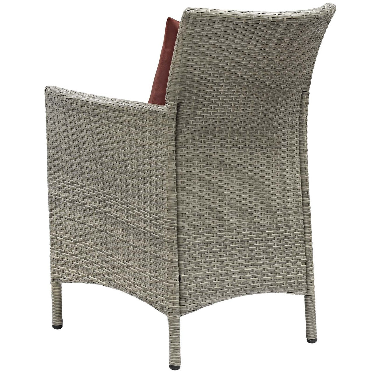 Conduit Outdoor Patio Wicker Rattan Dining Armchair, Rattan Wicker, Dark Grey Gray 15167