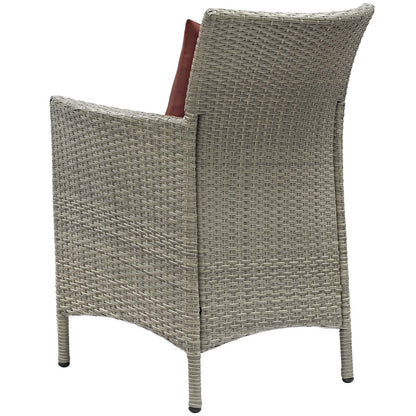 Conduit Outdoor Patio Wicker Rattan Dining Armchair, Rattan Wicker, Dark Grey Gray 15167
