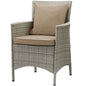 Conduit Outdoor Patio Wicker Rattan Dining Armchair, Rattan Wicker, Brown Light Gray 15170