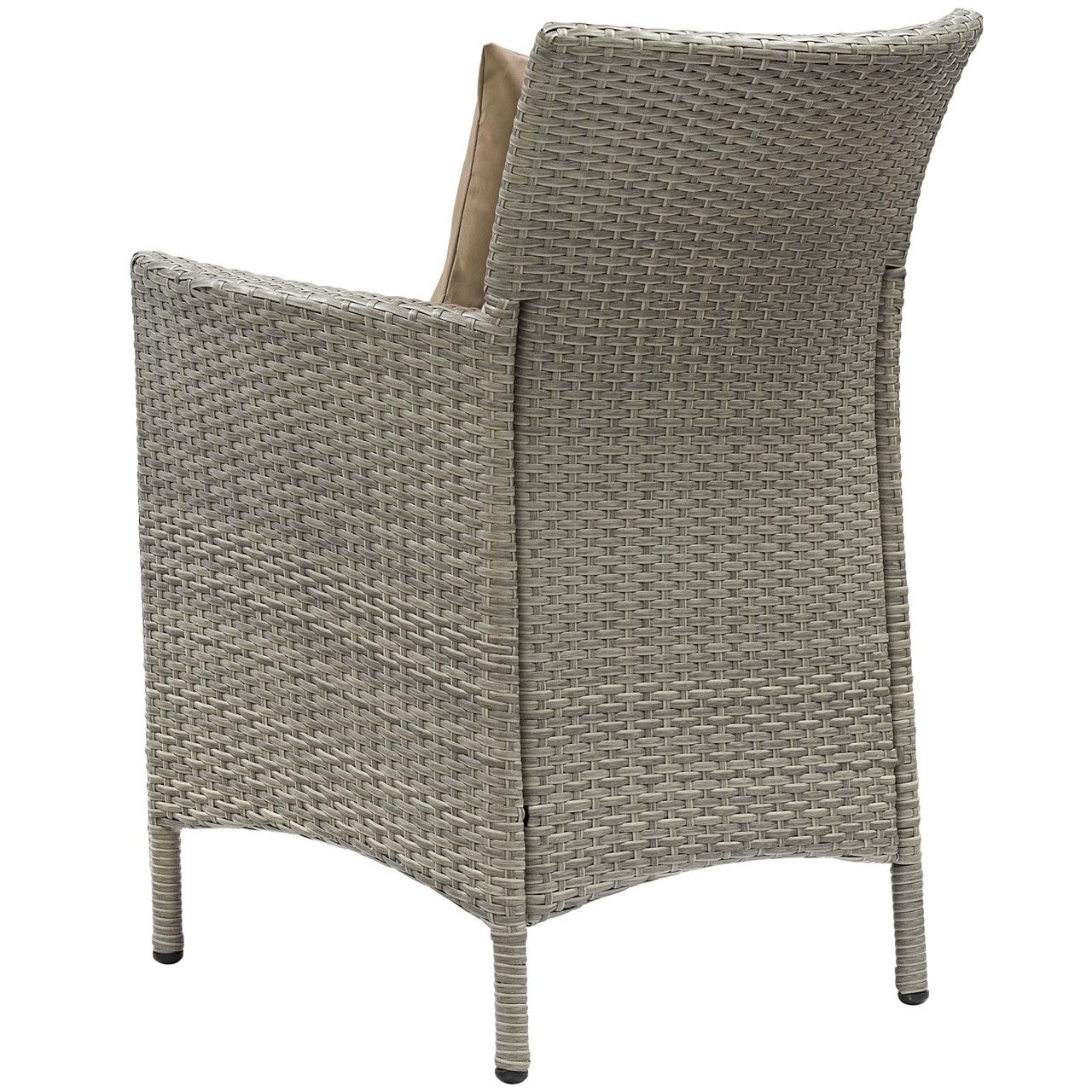 Conduit Outdoor Patio Wicker Rattan Dining Armchair, Rattan Wicker, Brown Light Gray 15170