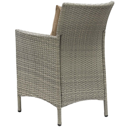 Conduit Outdoor Patio Wicker Rattan Dining Armchair, Rattan Wicker, Brown Light Gray 15170