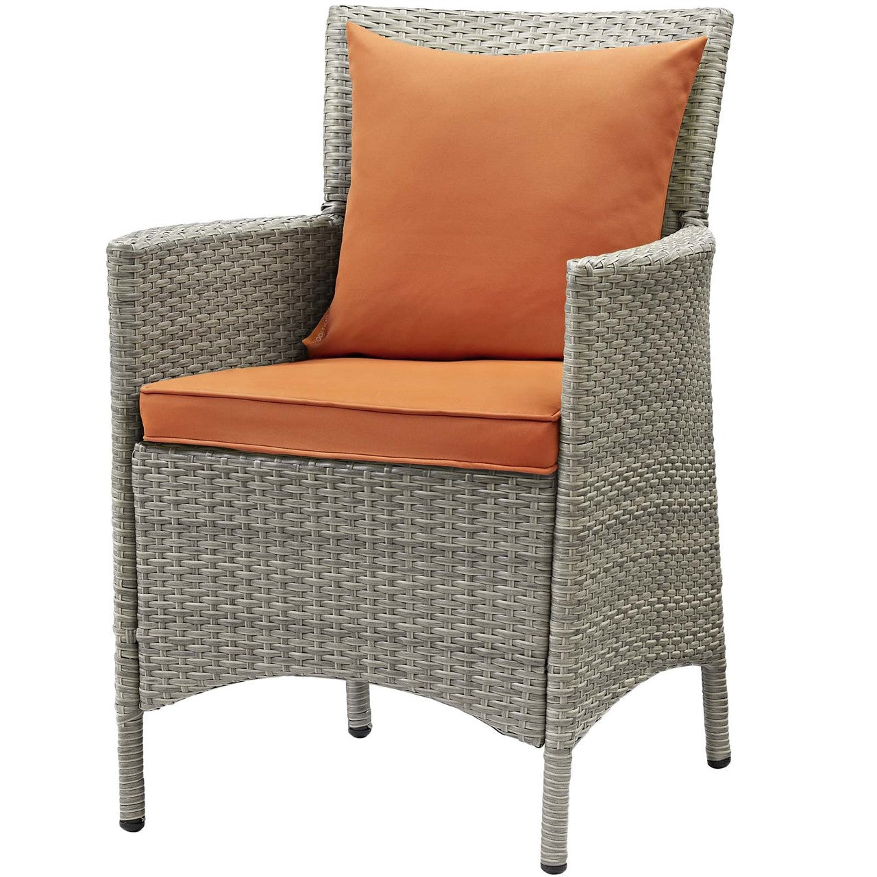 Conduit Outdoor Patio Wicker Rattan Dining Armchair, Rattan Wicker, Orange Light Gray 15172