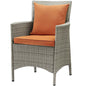 Conduit Outdoor Patio Wicker Rattan Dining Armchair, Rattan Wicker, Orange Light Gray 15172