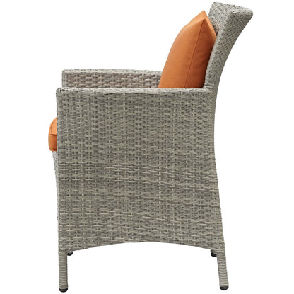 Conduit Outdoor Patio Wicker Rattan Dining Armchair, Rattan Wicker, Orange Light Gray 15172