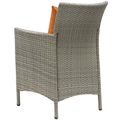 Conduit Outdoor Patio Wicker Rattan Dining Armchair, Rattan Wicker, Orange Light Gray 15172