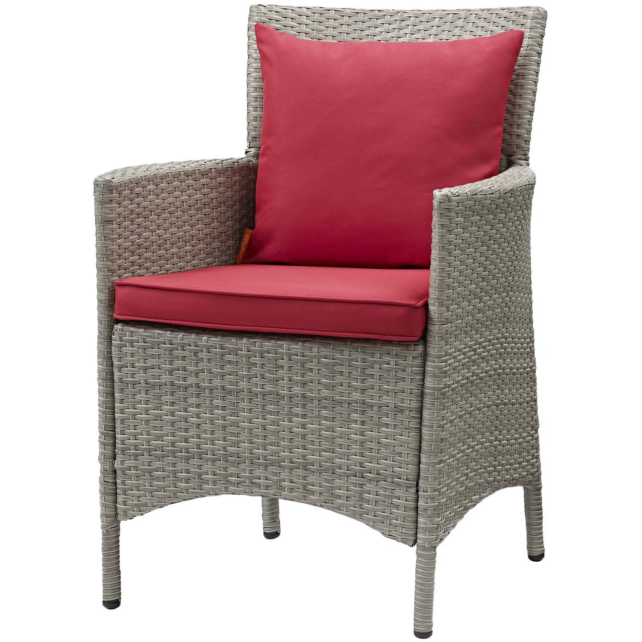 Conduit Outdoor Patio Wicker Rattan Dining Armchair, Rattan Wicker, Red Light Gray 15174