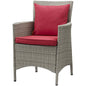 Conduit Outdoor Patio Wicker Rattan Dining Armchair, Rattan Wicker, Red Light Gray 15174