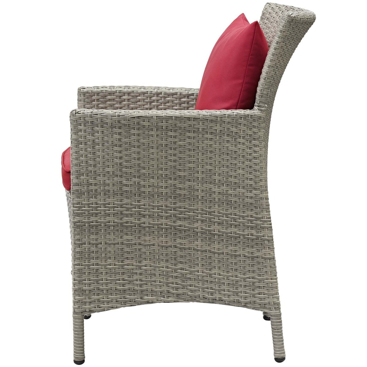 Conduit Outdoor Patio Wicker Rattan Dining Armchair, Rattan Wicker, Red Light Gray 15174