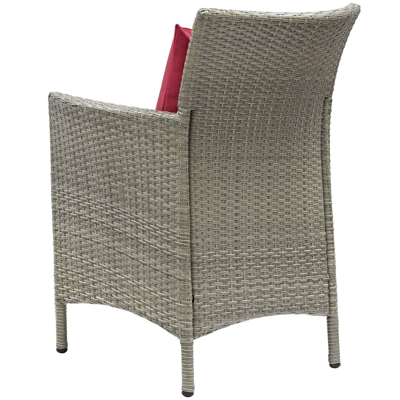 Conduit Outdoor Patio Wicker Rattan Dining Armchair, Rattan Wicker, Red Light Gray 15174
