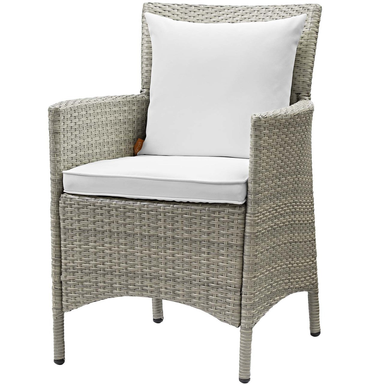 Conduit Outdoor Patio Wicker Rattan Dining Armchair, Rattan Wicker, White Light Gray 15176