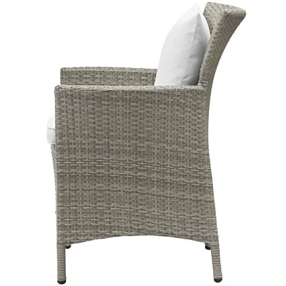 Conduit Outdoor Patio Wicker Rattan Dining Armchair, Rattan Wicker, White Light Gray 15176