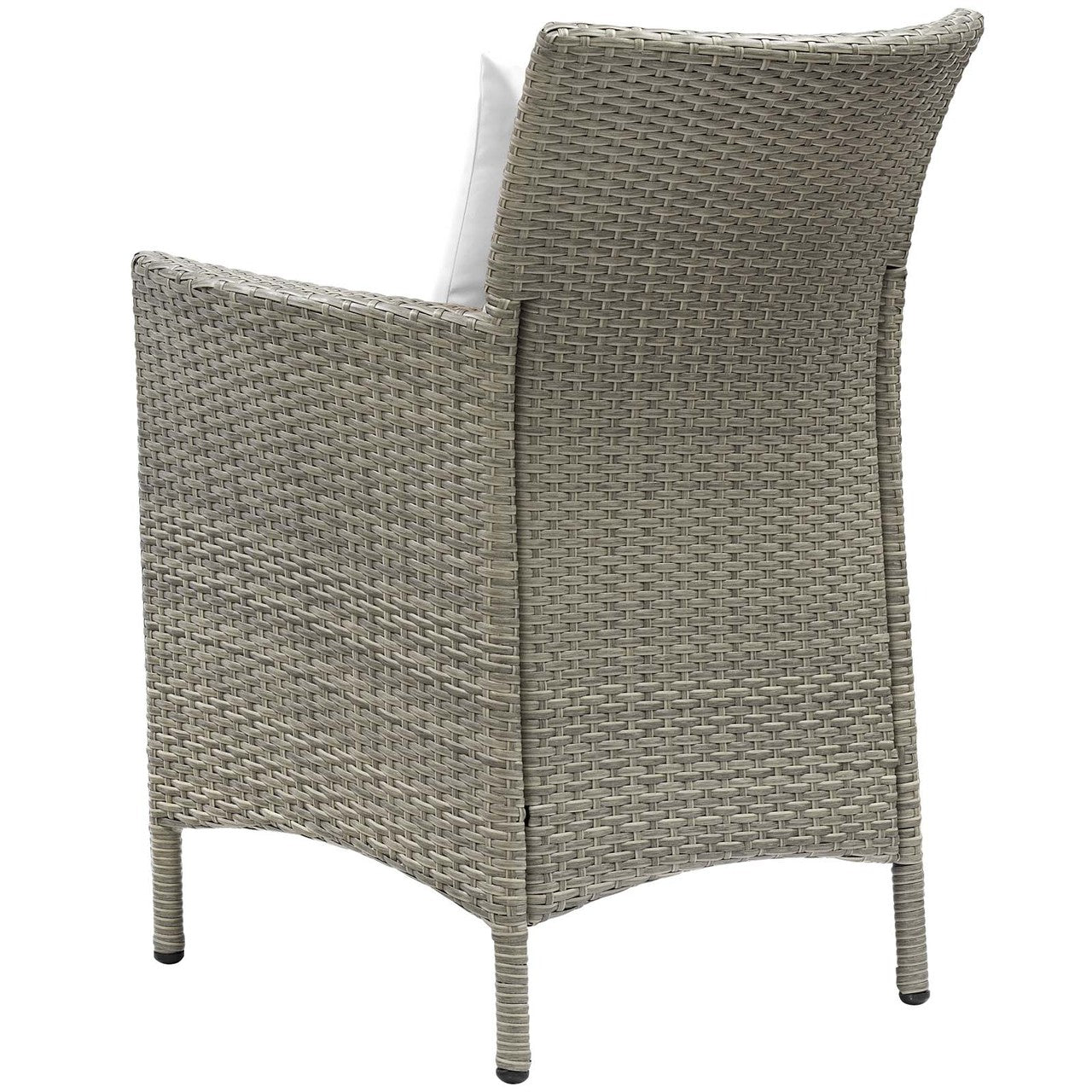 Conduit Outdoor Patio Wicker Rattan Dining Armchair, Rattan Wicker, White Light Gray 15176
