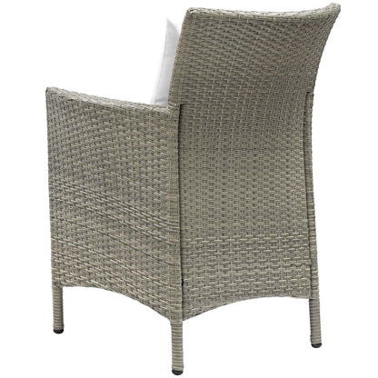 Conduit Outdoor Patio Wicker Rattan Dining Armchair, Rattan Wicker, White Light Gray 15176