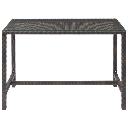 Conduit Outdoor Patio Wicker Rattan Large Bar Table, Rattan Wicker Glass, Brown 15177
