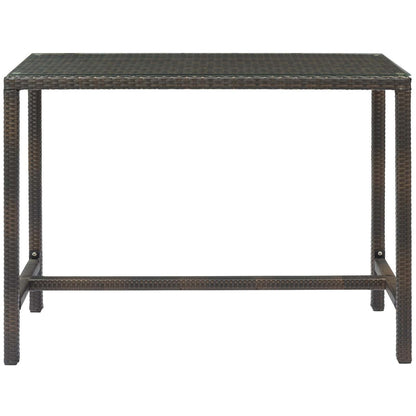 Conduit Outdoor Patio Wicker Rattan Large Bar Table, Rattan Wicker Glass, Brown 15177