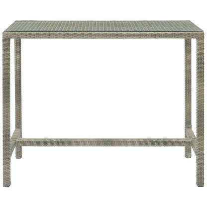 Conduit Outdoor Patio Wicker Rattan Large Bar Table, Rattan Wicker Glass, Light Grey Gray 15178